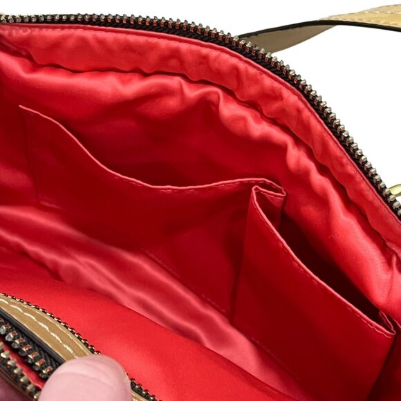 Coach Tan Leather Satchel Bag With Multiple Compartments & Gold Hardware - Picture 10 of 12